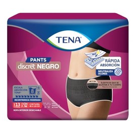 TENA Pants Discret Negro Talla M, Ropa interior desechable, 13 piezas