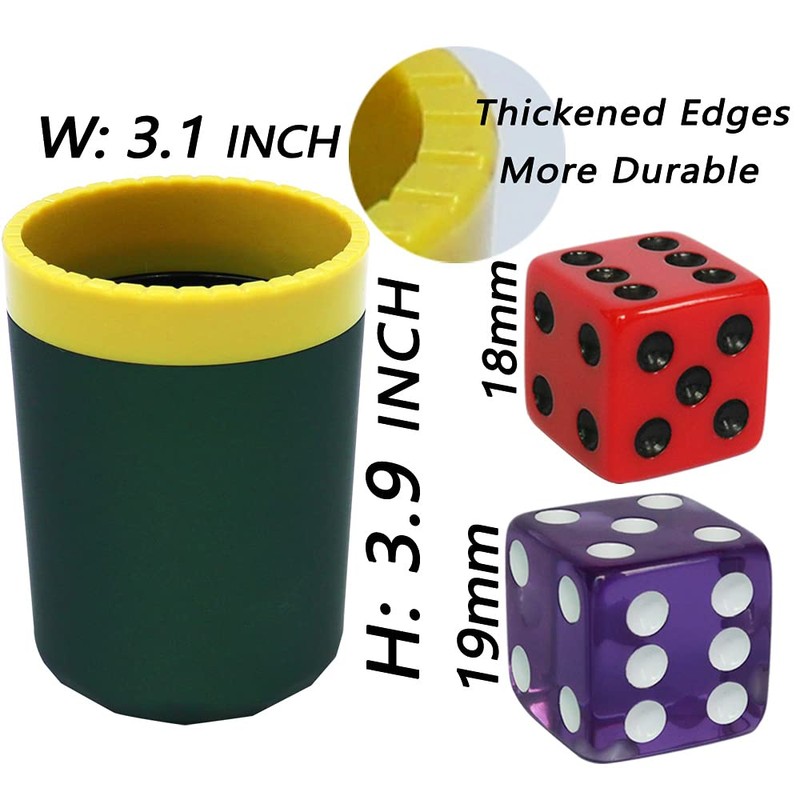 MEISHUNUK Dice Stacking Cup(Green) Set with 4 Pcs 19mm(Puple) and
