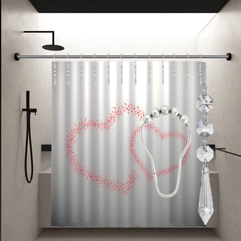 Yapicoco Shower Curtain Hooks Rings for Bathroom, 12PCS Gemstone Crystal