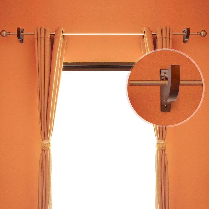 Colingmill 2 Pcs Wooden Curtain Rod Bracket Wood Large Double