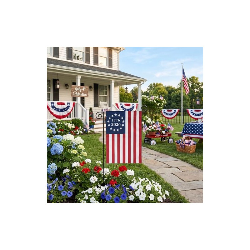 Patriotic 250th Anniversary USA Garden Flag - Double-Sided 12x18 Inch
