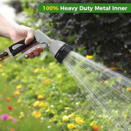 7-Funktionen Handbrause Garten, Metall Gartenbrause, Gartenschlauch Düse mit Verbindungen aus reinem Kupfer, Wasserspritze für Pflanzenbewässerung, Rasenbewässerung, Fahrzeugwäsche