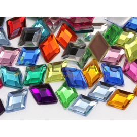 Allstarco 10x7mm Blue Aqua Lite .QR120 Flat Back Diamond Acrylic Rhinestones Plastic Gems for Jewelry Making Costume Jewels Cosplay Embelishments - 100 Pieces