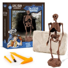 Geoworld Cave Man Skeleton Excavation Kit – Assemble an 8-Inch Neanderthal Model – Perfect STEM Activity for Kids Aged 6+, Brown
