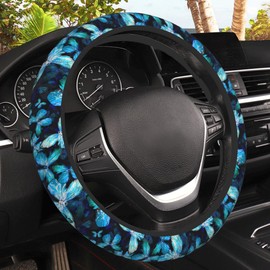Blue Sparkle Butterfly Steering Wheel Covers Universal 15 Inch Car Wheel Cover,Anti-Slip Breathable Car Accessories Protector Fit for Trucks,Sedans,SUVs,Vans