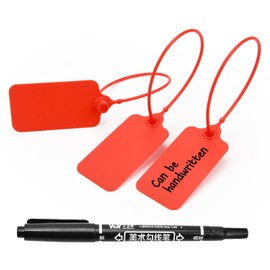 Plastic Seals Shipping Tags Label Logistics Use Sign Tie, Sealing Storage Multi Purpose Name ID Tag for Backpack, Schoolbag, Car Key, Luggage(100pcs,Red)