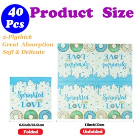 40Pcs Boys Blue Sprinkled with Love Napkins Blue Donut Sprinkle Party Supplies for Boy Baby Shower Party 6.5in