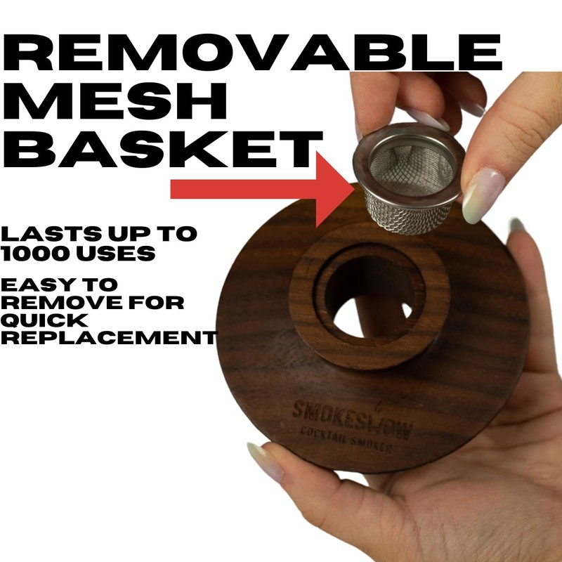 Cocktail Smoker Replacement Mesh Basket & Stainless Steel Wire Brush