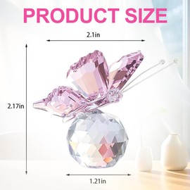 GmwyCzV Crystal Butterfly, 4.5 cm 3D Butterfly Flower Crystal Ball, Pink Butterfly Figure with Ball Base, Butterfly Crystal Ball for Home Decoration, Home, Wedding Gift