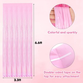 3 Packs Glitter Pink Tinsel Party Backdrop Foil Fringe Curtains Streamers Party Decorations, Door Streamers for Birthday & Photo Booth Backdrops & Party Decor… (Glitter Pink)