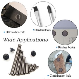 ALLOYGOLD 100 Pcs (50 Pair) Gun Black Phillips Chicago Binding Screws Assorted Kits,6 Sizes of Flat Head Rivet Hollow Binding Screws Posts, for Leather Saddles Purses Belt Repair（M5x5/10/15/25/35/45）