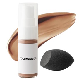 Comnikos Liquid Foundation SPF 30/PA++ High Coverage, Crumble Resistant, Good Stretch, Bare Skin Feeling (03 (Tanned Skin) 3D Sponge Included, Men's, Dense and Won't Fall Off