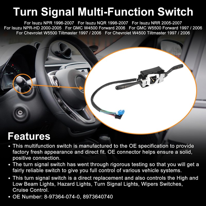 X AUTOHAUX Turn Signal Switch Windshield Wiper Switch with Cruise