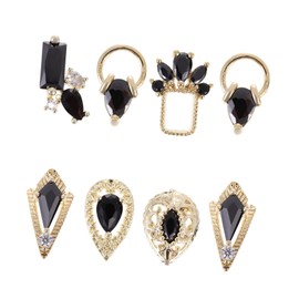 Healeved 8pcs Nail Art Zircons Flat Back Charms for DIY Nail Designs Random Styles for Personal and Salon Use for Art and Craft Projects