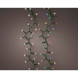 Lumineo Light Chain Switch Lights Compact Twinkle Warm White/Colourful – 500 LEDs – 11 Metres – Green Cable Indoor & Outdoor – Timer – IP44 Protection – 10 Different Light Functions