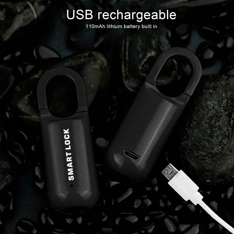 Fingerprint Lock AntiTheft Security USB Rechargeable Thumbprint Padlock for Luggage