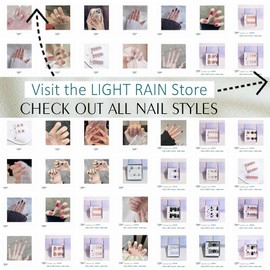Light Rain Medium Size Hand-made Press on Nails, 3D Gel UV Finished False nails with Design by Professional Manicurist