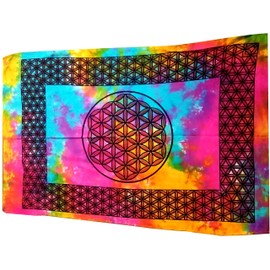 Purpledip Cotton Wall Poster Beach Throw 'Mystic Mandala': Bohemian Hanging Tapestry (20037)