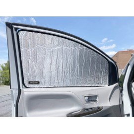 Side Window Front Seat Reflective Sunshade Custom Fit for 2011 2012 2013 2014 2015 2016 2017 2018 2019 2020 Toyota Sienna Minivan, L, LE, SE, XLE, Limited, UV Reflector Accessories (2pcs)