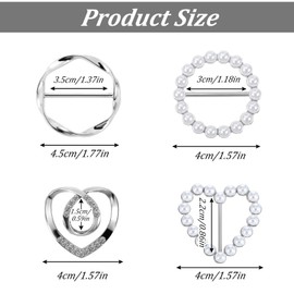 Pack of 4 Silver Women's Metal T Shirt Clip Women's Scarf Ring Clip Women's Dresses Corner Knot Button Metal Circle Clips Rhinestone Circle Clips