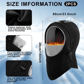Frienda 2 Pcs Windproof Ski Face Mask Winter Mask Balaclavas Head Hood for Men Women (Black Mixed Grey)