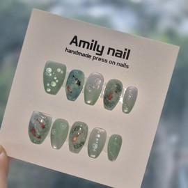 [Jade Pond] Jade Pond handmade nail tips - Medium Square / [Jade Pond] 비취연못 수제네일팁 - 미듐스퀘어