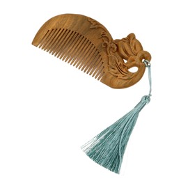Baluue Green Sandalwood Massager Scalp Detangler Women Wooden Hair Comb for Styling