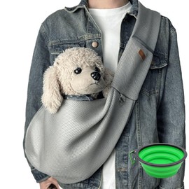 [Mterals Mesh Sling Genuine] Summer Specifications Veterinarian Dog Carrier Mesh Breathable Heatstroke Carrying Bag Pet Sling Dog Sling Cat Sling Bag Mesh Net Anti-popping Pet Bag Small Dog (Silver