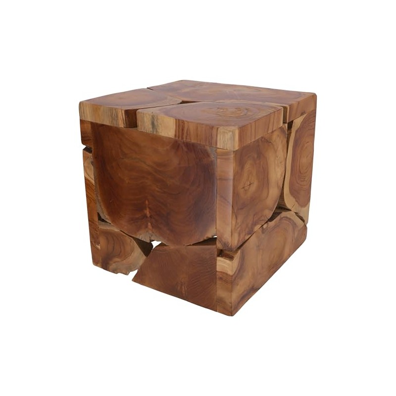 GURU SHOP Decorative Cube Made of Root Wood, Light Object,
