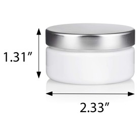2 oz White Low Profile PET Plastic Jar (BPA Free) with Silver Metal Lid (6 Pack) Refillable Empty Storage Containers