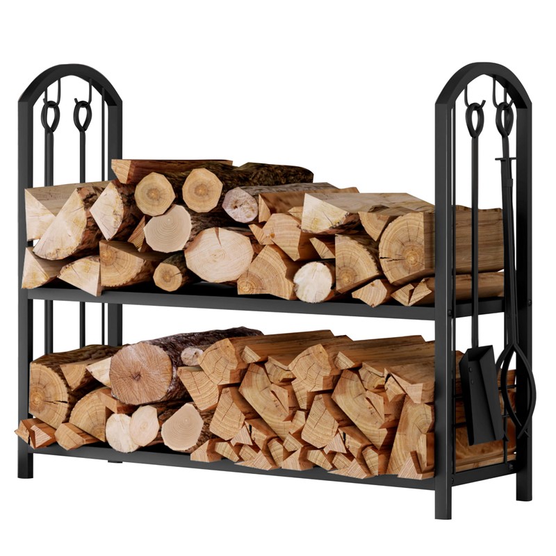 Fire Beauty Fireplace Firewood Log Rack 5-Piece Storage Logs Holder
