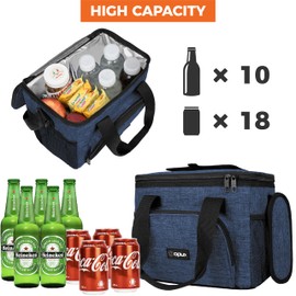 OPUX Soft Cooler Bag, Insulated Collapsible Lunch Cooler Bag for Men Work Camping Beach Travel, Portable Soft Sided Leakproof Waterproof Large Lunch Bag Box with Shoulder Strap 18 Cans, Heather Navy