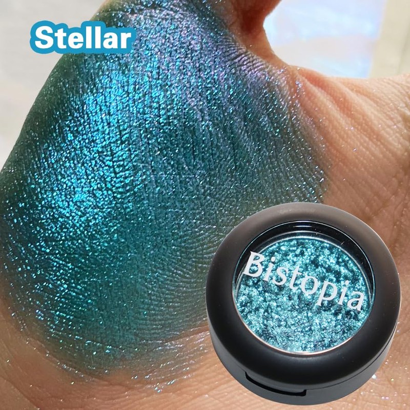 Bistopia Glitter Eyeshadow Collection, 14 Shades, Shimmer Pressed Powder, Metallic