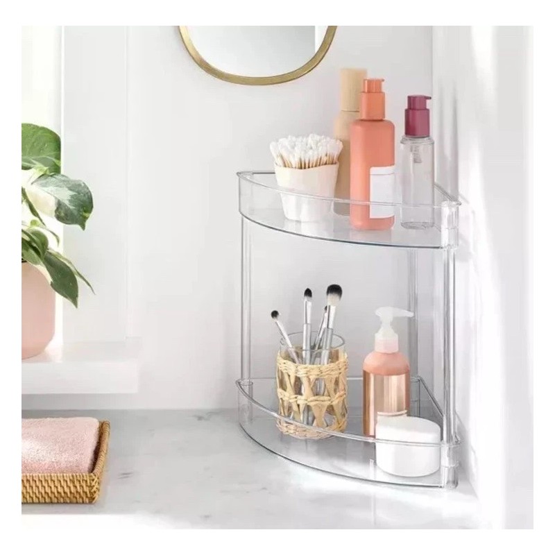 Brightroom™ Brightroom 2 Tier Corner Shelf Clear Cosmetics Bathroom storage