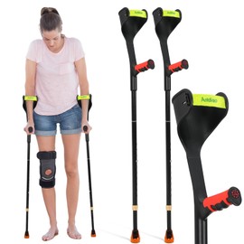 Antdvao Forearm Crutches Pair, Folding Forearm Crutches Lightweight Adjustable，with Rubber Handles, Comfortable Grip and Wear-Resistant, Non-Slip Forearm Crutches for Heavy Duty (Red)