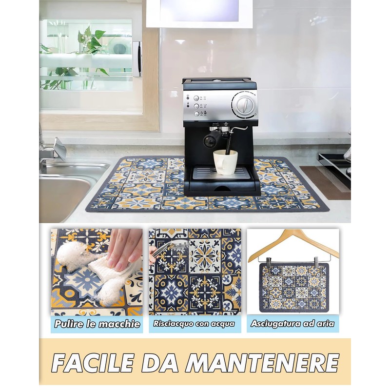 SOQKEEN Tappetino Assorbente Cucina 50x30 cm, Antiscivolo per Macchina da