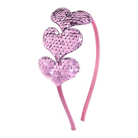 Valentine's Day Heart Headband Pink Love Sequin Hair Band Heart Glitter Heart Shape Valentine Headbands for Women Girls Hair Accessories for Birthday Wedding New Year Party Gift 1 Pack, One Size