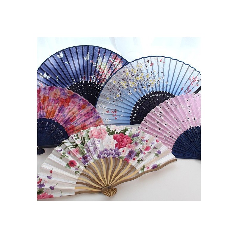 Parkssi Sangbang Inexpensive Silk Traditional Fan Flower Pattern Pretty Fan