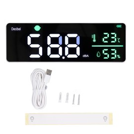 Medidor de Nivel de Sonido, Medidor de Decibeles para Colgar en la Pared, Medidor de Temperatura y Humedad con Pantalla LCD de 11 Pulgadas, Medidor de Nivel de Ruido para Aula
