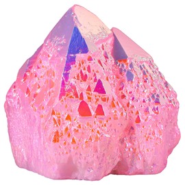 KYEYGWO Natural Irregular Pink Titanium Coated Rock Crystal Mineral Cluster Crystal Specimen Reiki Gemstone Decorative Stones Ornaments, 42-78 mm