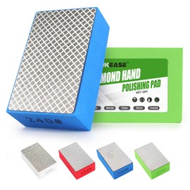 WORKEASE Diamond Hand Polishing Pads, 4PCS Diamond Sanding Block 60/120/240/400 Grit Diamond Hand Pads Foam Backing for Tile Glass Stone Marble Granite Ceramics Metal Wet&Dry