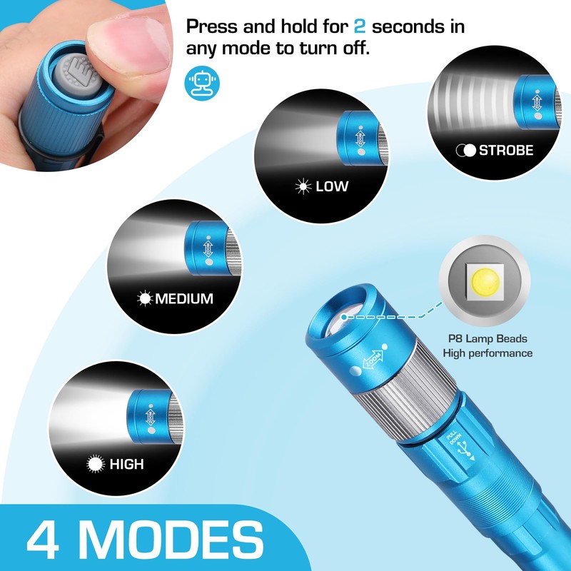 EverBrite Pen Light, Rechargeable Pen Flashlights, 300 Lumens Zoomable LED