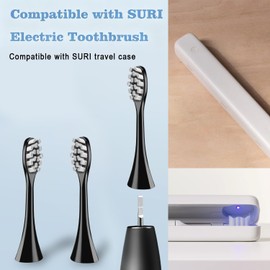 10 Pack Replacement Brush Heads Compatible with Suri Electric Toothbrush for Suri Replacement Toothbrush Heads, Black