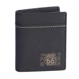 Route 66 - Mens Leather Wallet (RFID Protection) Slim Design - Card Holder - Wallet for Men - Wallet for Men - Wallets and Card Slots, Black, Medium