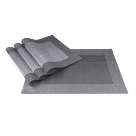 Createshao PVC Silver Rectangular Teslin Placemat Frame Placemats Table Mat Simple Tablemats(B- Silver,4 Pcs)