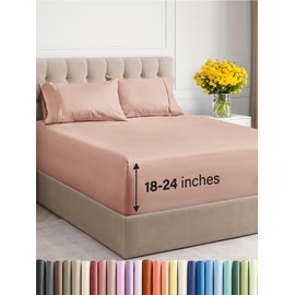 Extra Deep Twin XL Sheet Set - 4 Piece Breathable & Cooling Sheets - Hotel Luxury Bedding Set with 18-24 Inch Extra Deep Pockets - Easy Fit - Super Soft, Wrinkle Free and Comfy - Mauve, Twin XL Size