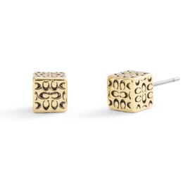 COACH Women's Signature Quilted Cube Stud Earrings