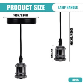 Pack of 3 E27 Lamp Suspension, E27 Socket with Cable, Retro Socket Lamp Holder with 100 cm Cable, Vintage Pendant Light with Ceiling Mount, Pendant Light for Home, Bar, Cafe