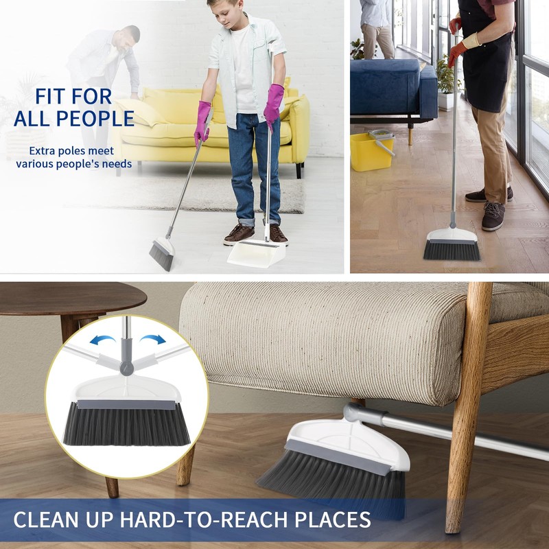 Broom with Dustpan Combo Set, 2 in 1 Broom and