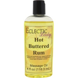 Hot Buttered Rum Massage Oil, 4 oz, with Sweet Almond Oil and Jojoba Oil, Preservative Free, Perfect for Aromatherapy and Relaxation